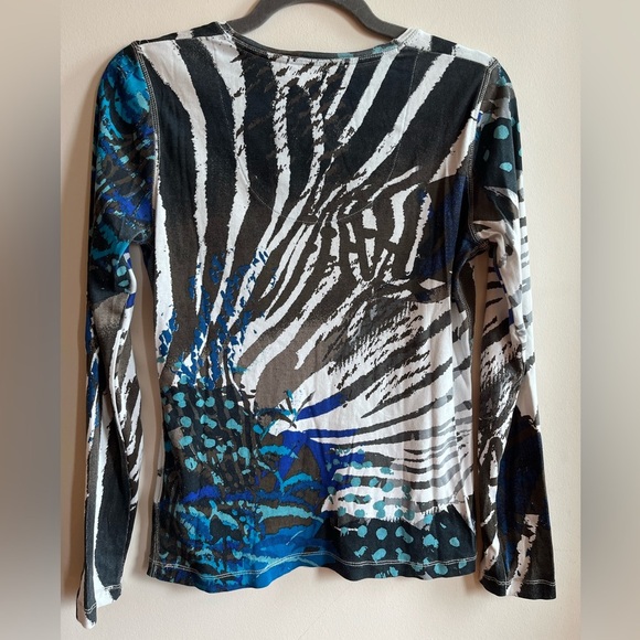 OLSEN Europe Organic Cotton Abstract Y2K Shirt Top size 4 - Picture 6 of 7